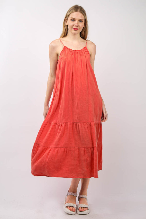 VERY J Ruffled A-Line Midi Cami Dress