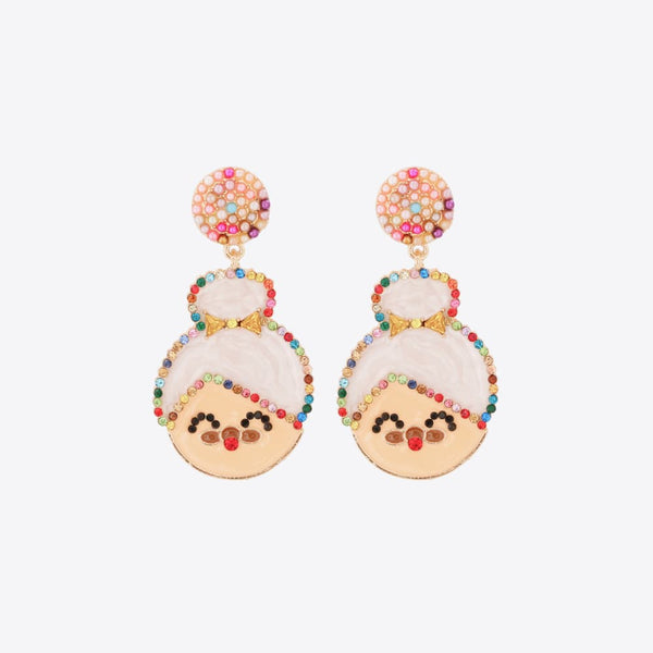 Rhinestone Alloy Mrs. Claus Earrings