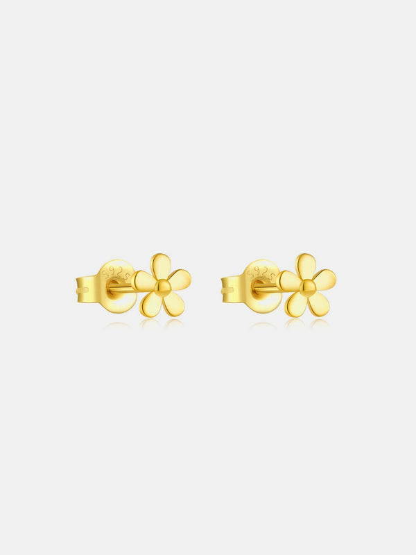 925 Sterling Silver Flower Shape Stud Earrings