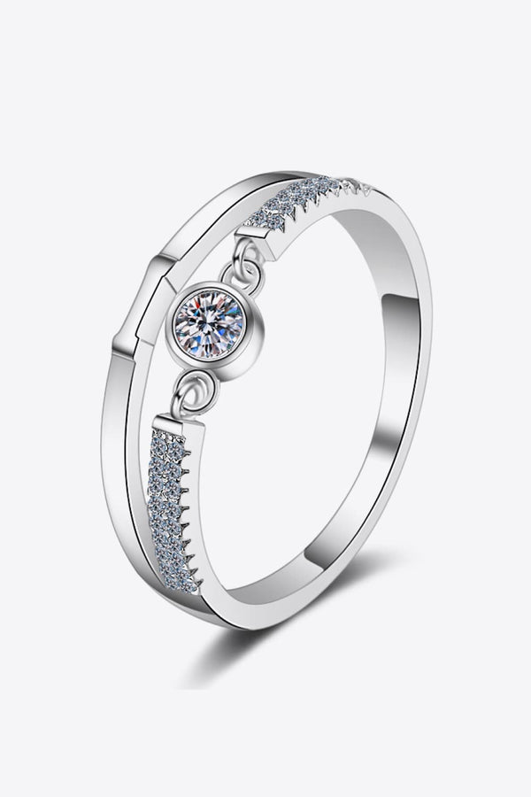 Moissanite Cutout Rhodium-Plated Ring