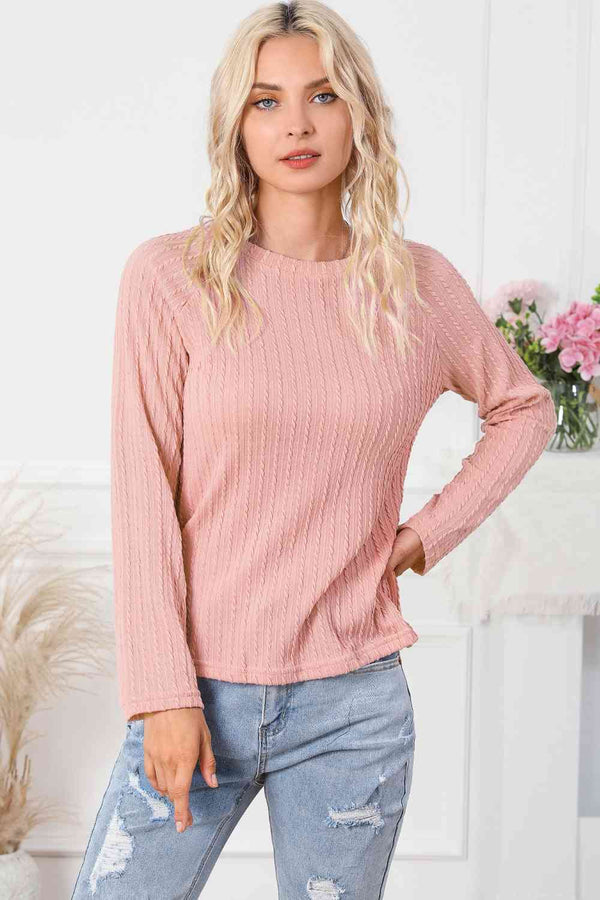 Round Neck Long Sleeve Blouse